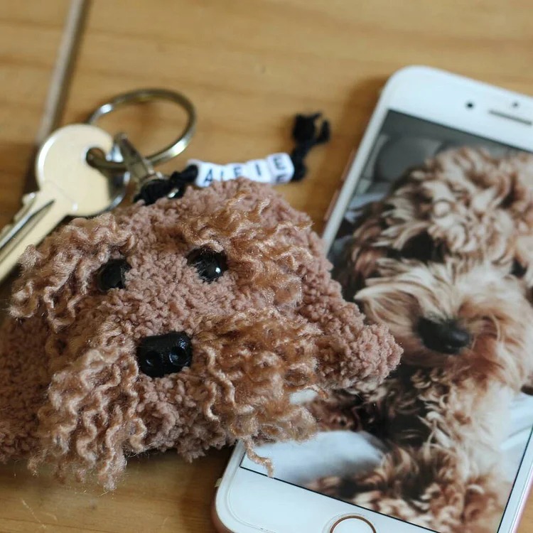 Personalized Crochet Dog Face Keyring