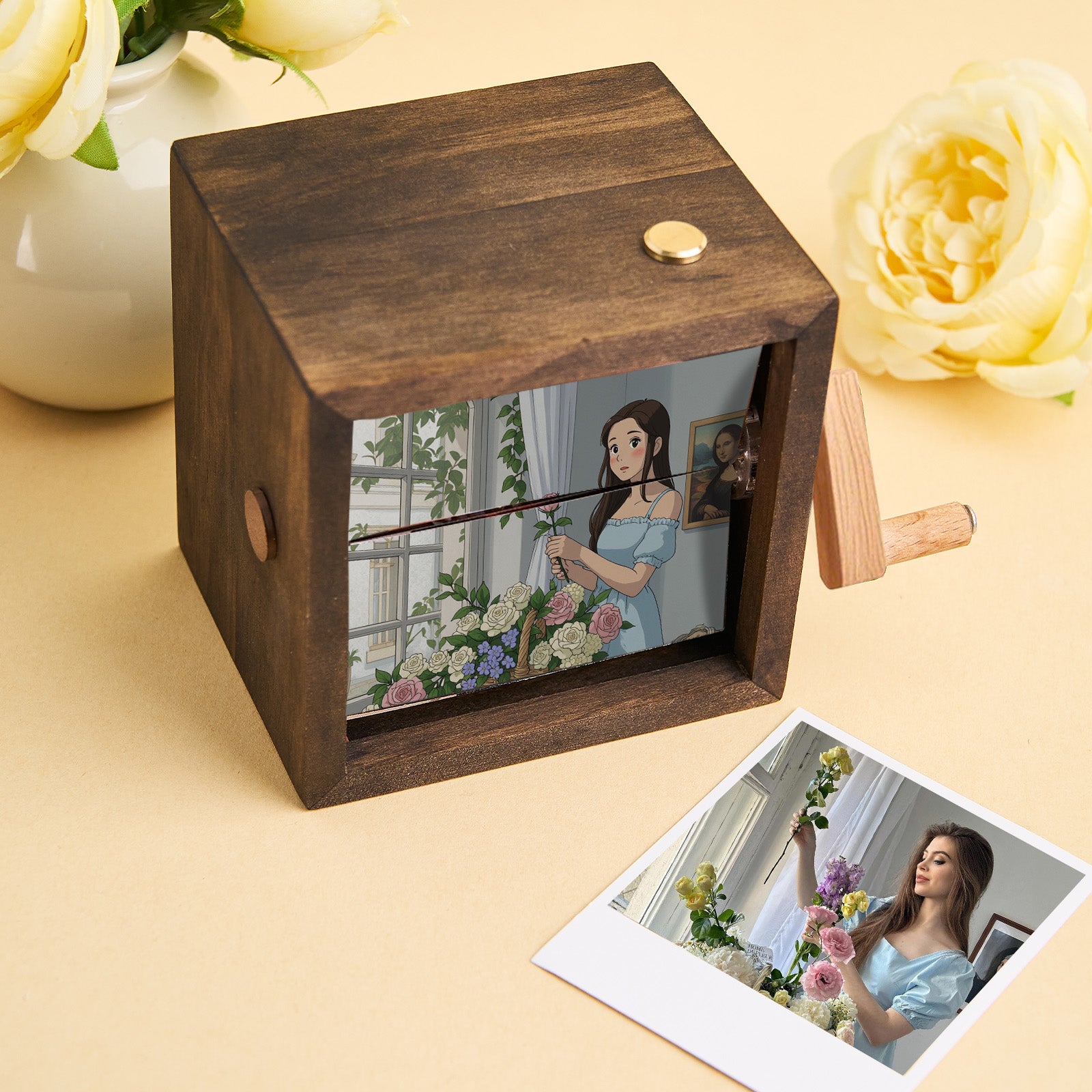 Custom Gibli Style Flipbook Frame Animation Machine Mechanical Hand Crank Photo Album