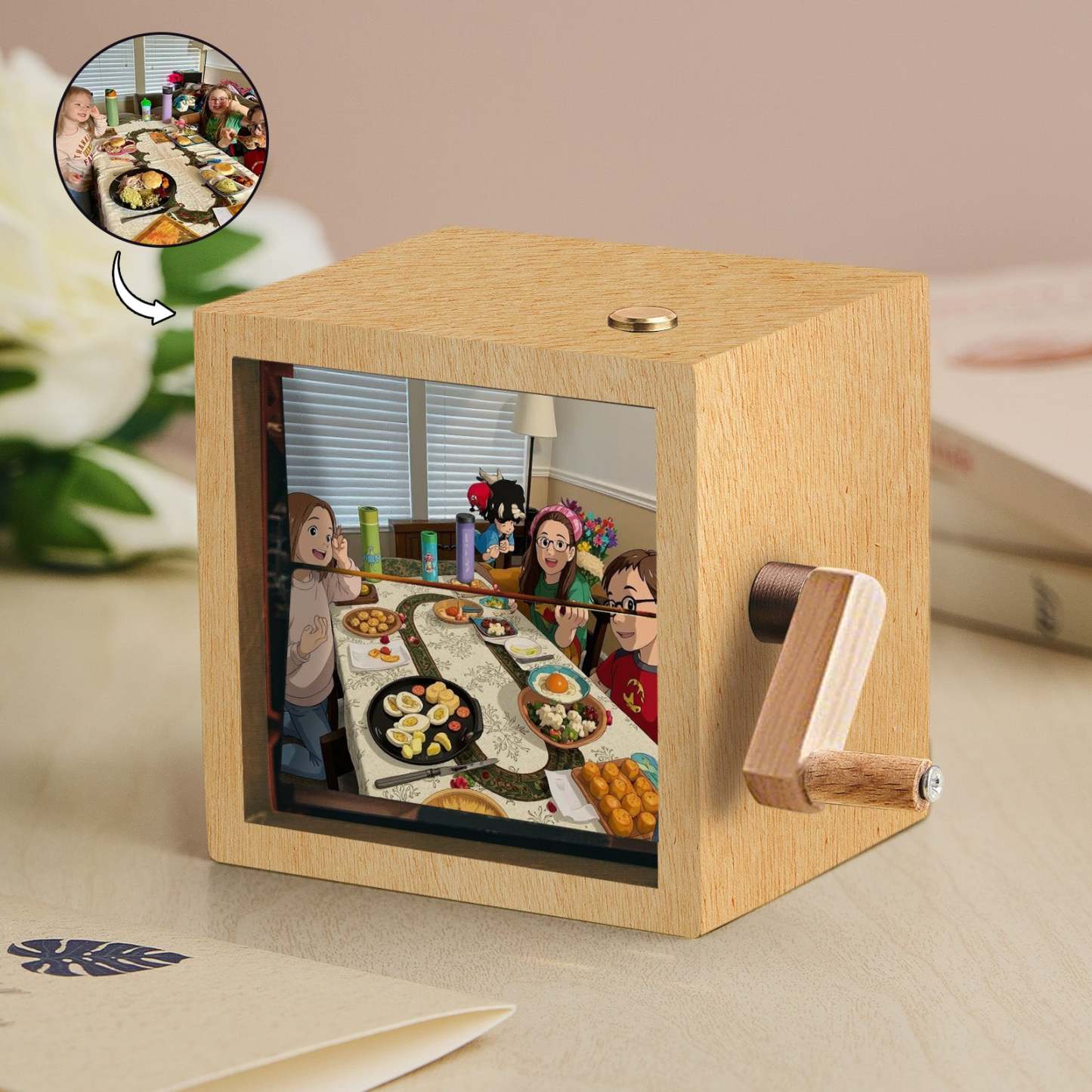 Custom Gibli Style Flipbook Frame Animation Machine Mechanical Hand Crank Photo Album