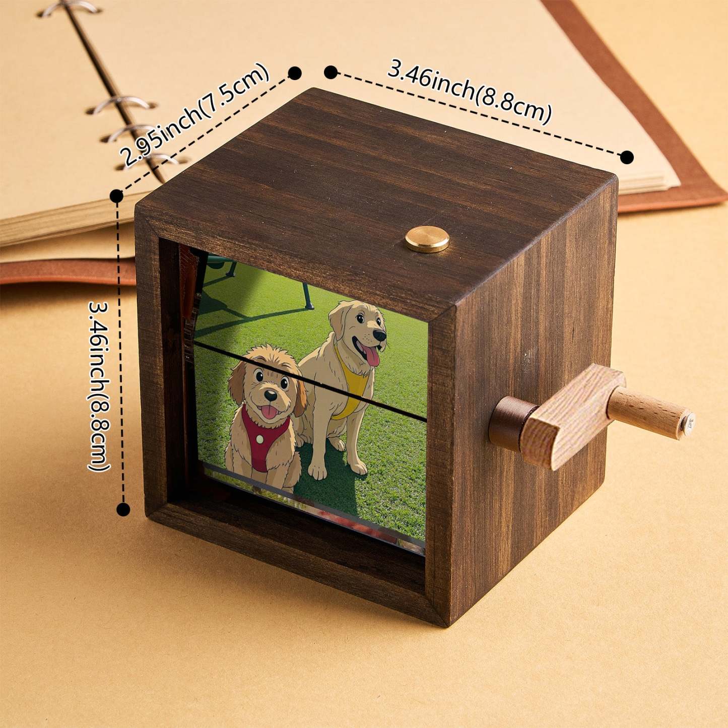 Custom Gibli Style Flipbook Frame Animation Machine Mechanical Hand Crank Photo Album