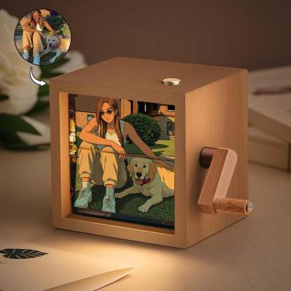 Custom Gibli Style Flipbook Frame Animation Machine Mechanical Hand Crank Photo Album