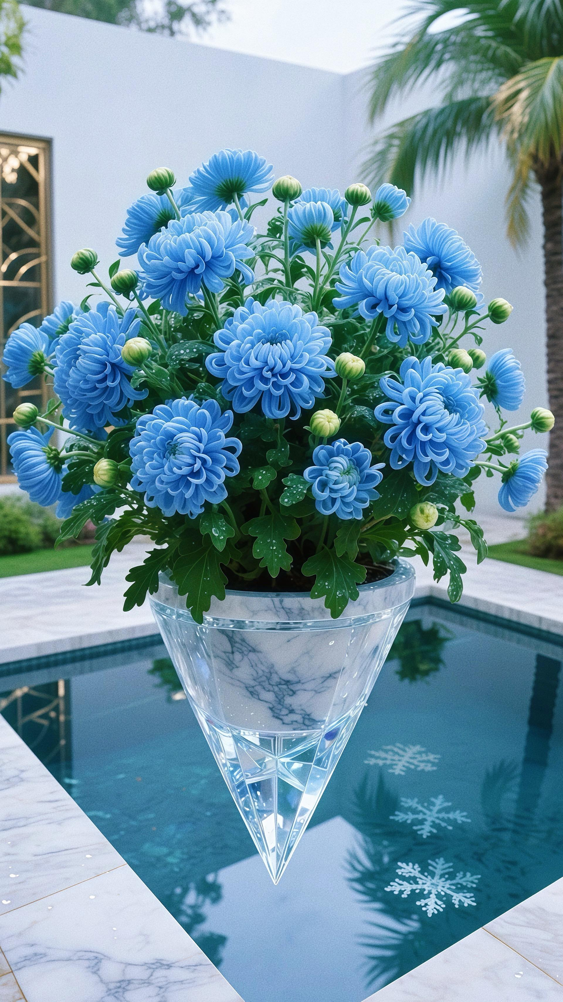 Potted large chrysanthemums