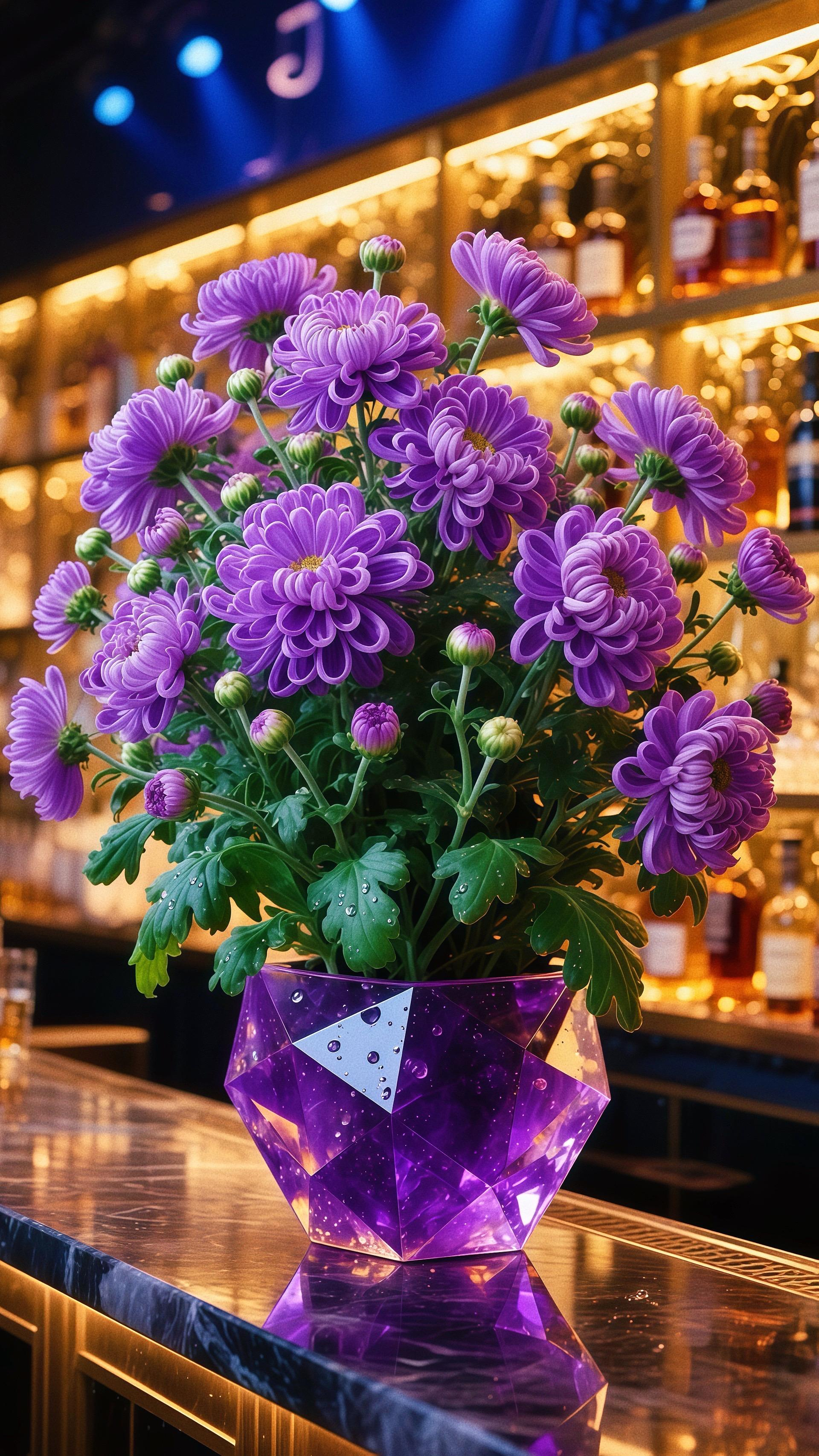 Potted large chrysanthemums