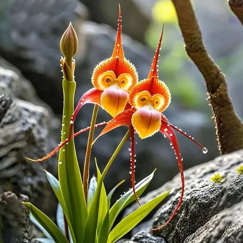 Red Silk Flower Monkey Face Orchid Rare Plant Seeds