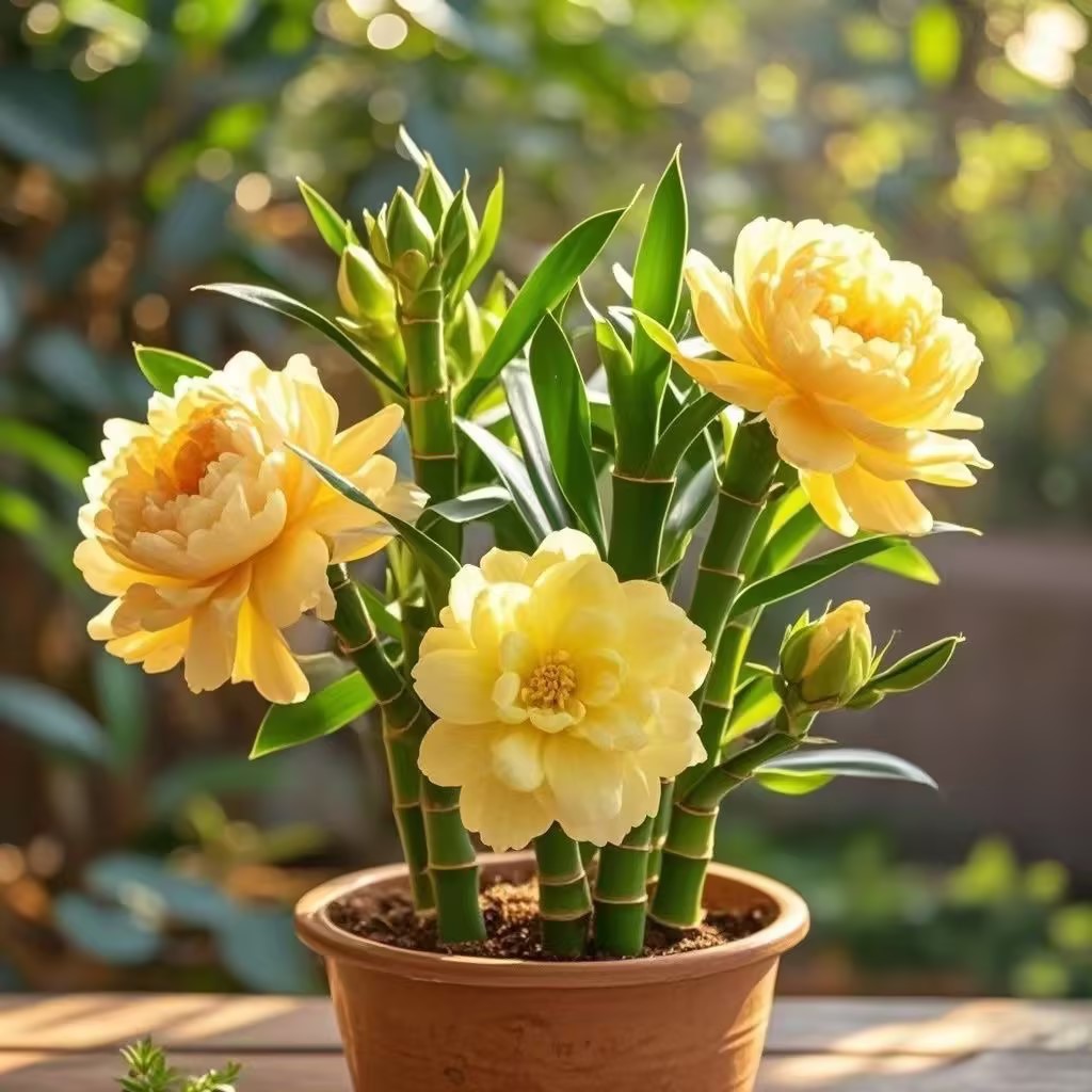 Lucky Flowering Bamboo Potted Plant