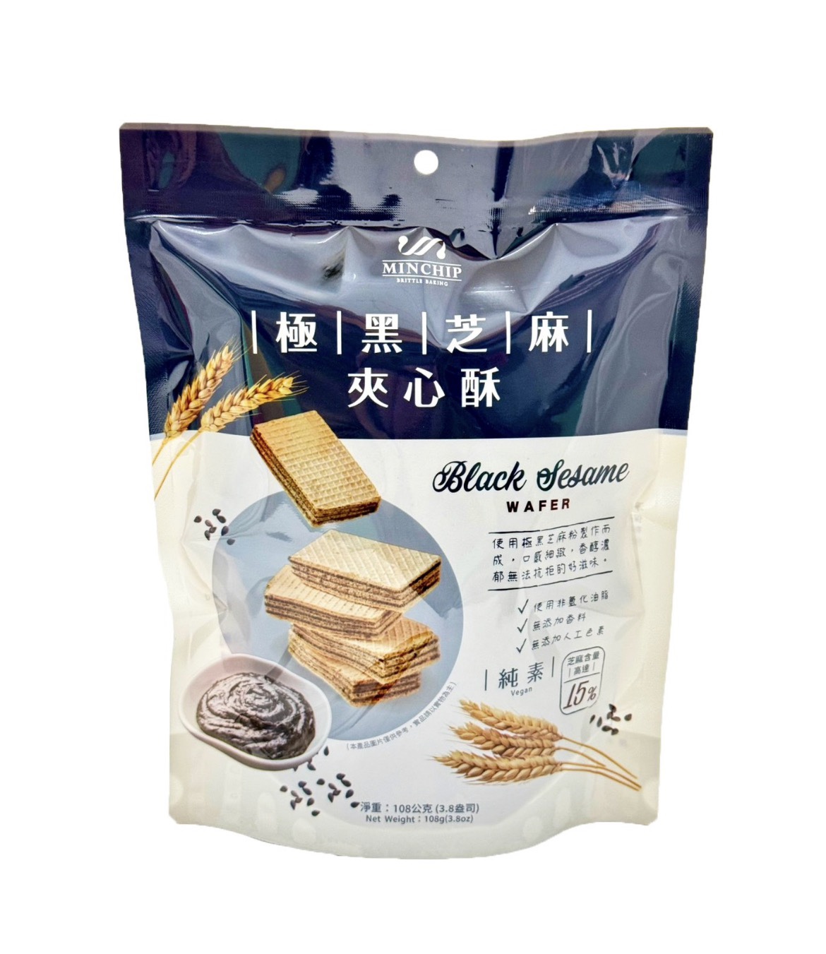 MINCHIP 極黑芝麻夾心酥 108g