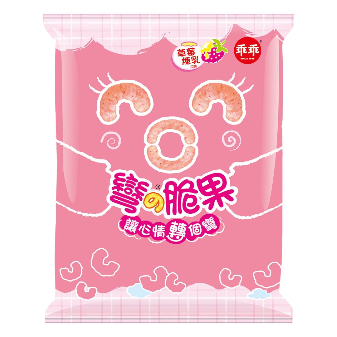 乖乖 灣的脆果 草莓口味 Kuai Kuai Corn Snacks - Condense Milk Strawberry flavor 52g