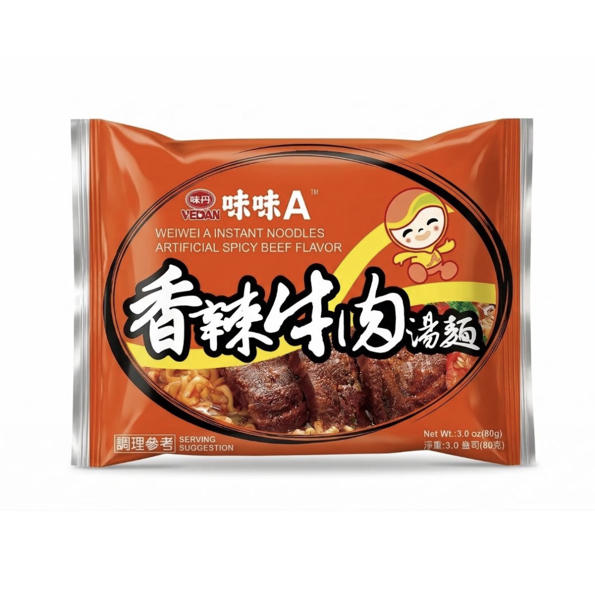 味味A 香辣牛肉麵 WEI WEI A INSTANT NOODLES ARTIFICIAL SPICY BEEF FLAVOUR 80g