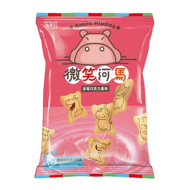 盛香珍 微笑河馬餅 草莓口味 Smile Hippo Biscuits Strawberry Flavor 60g