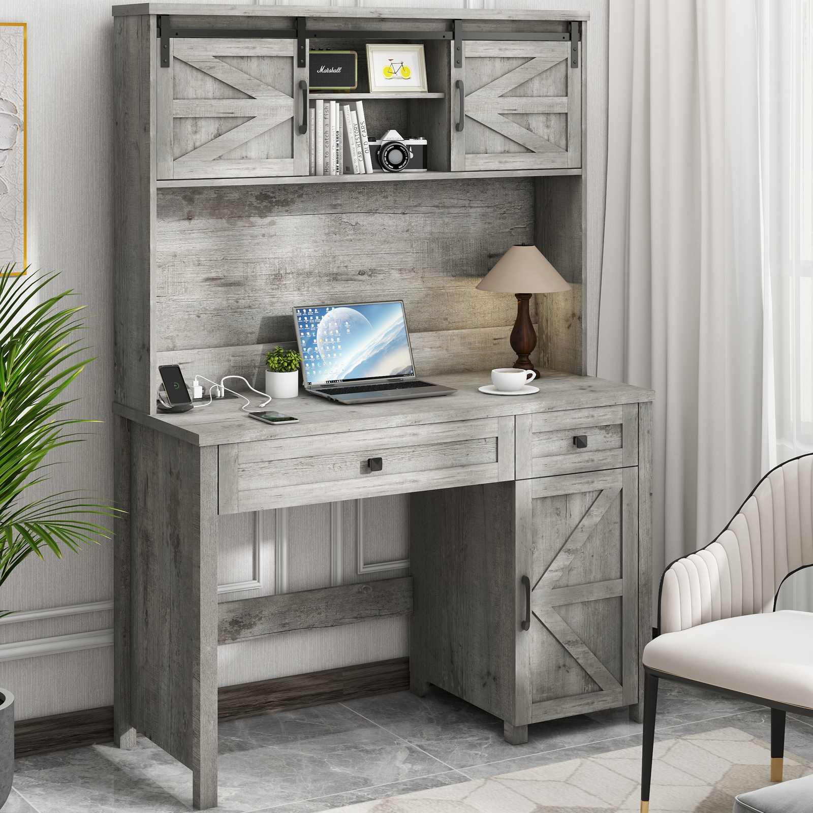 Farmhouse 47" Executive Desk, Computer Desk with Drawers and Storage Cabinet, is versatile and suitable for a variety of people