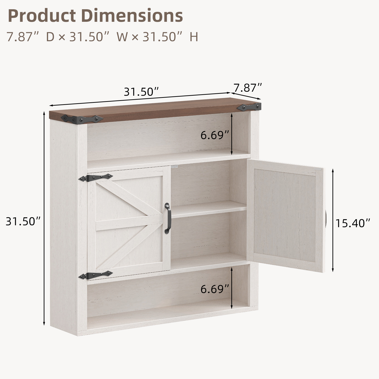 Halitaa Bathroom Wall Cabinet, Farmhouse Medicine Cabinet with Adjustable Shelves and 2 Barn Doors, Wall Mounted Over the Toilet Storage Cabinet for Bathroom, Laundry Room, Kitchen