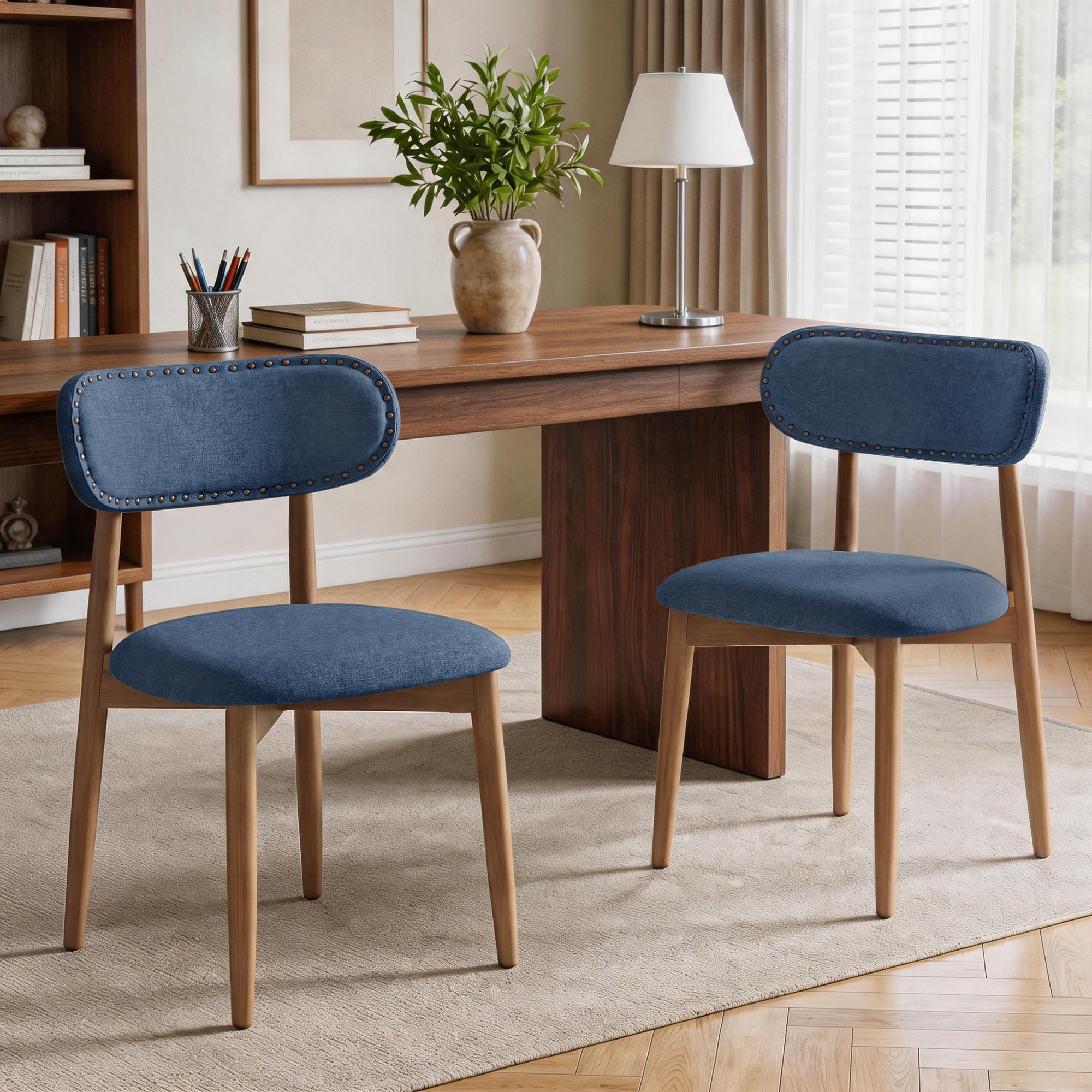 VEANERWOOD Dining Chairs Set of 2, Velvet Fabric Upholstered Kitchen Chairs