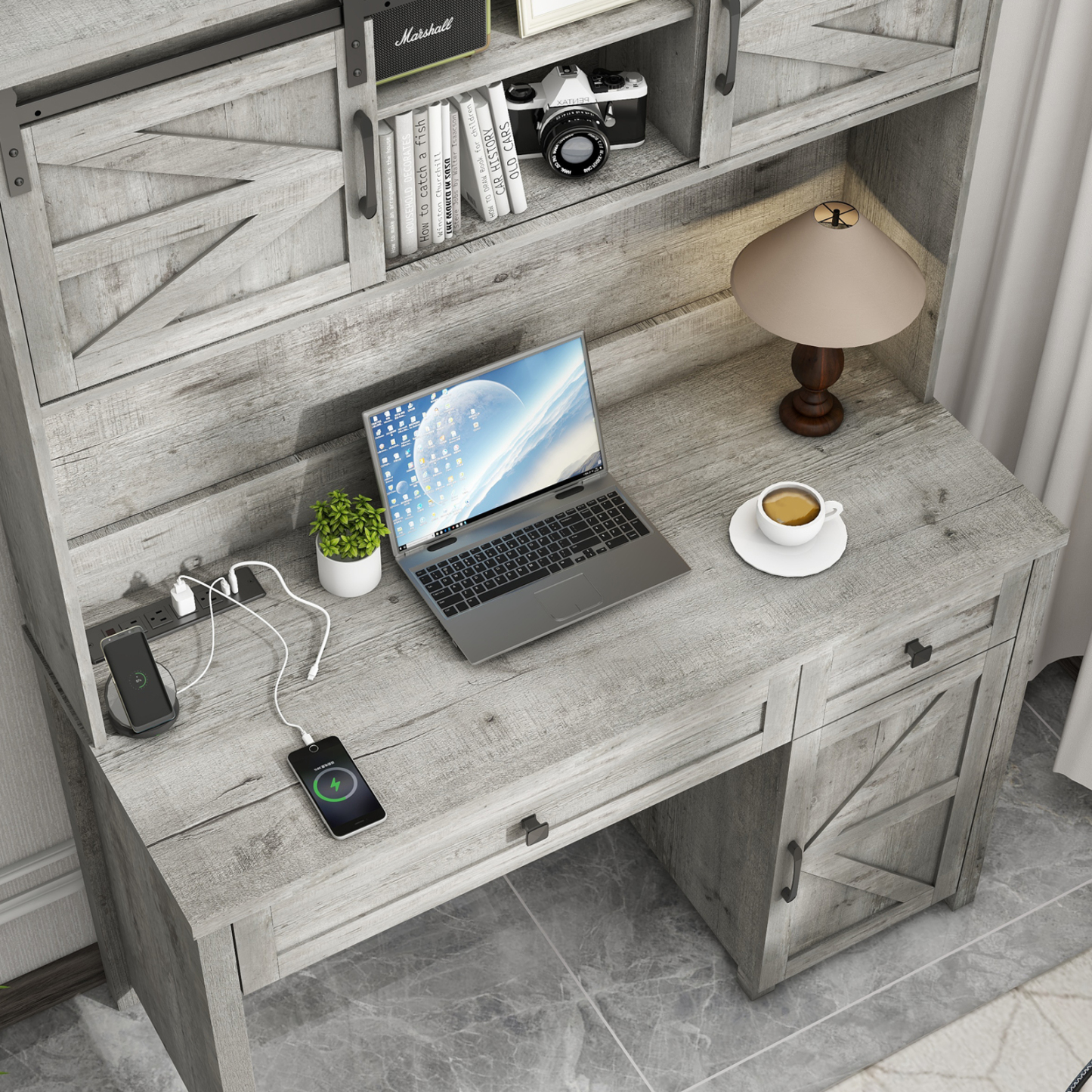 Farmhouse 47" Executive Desk, Computer Desk with Drawers and Storage Cabinet, is versatile and suitable for a variety of people