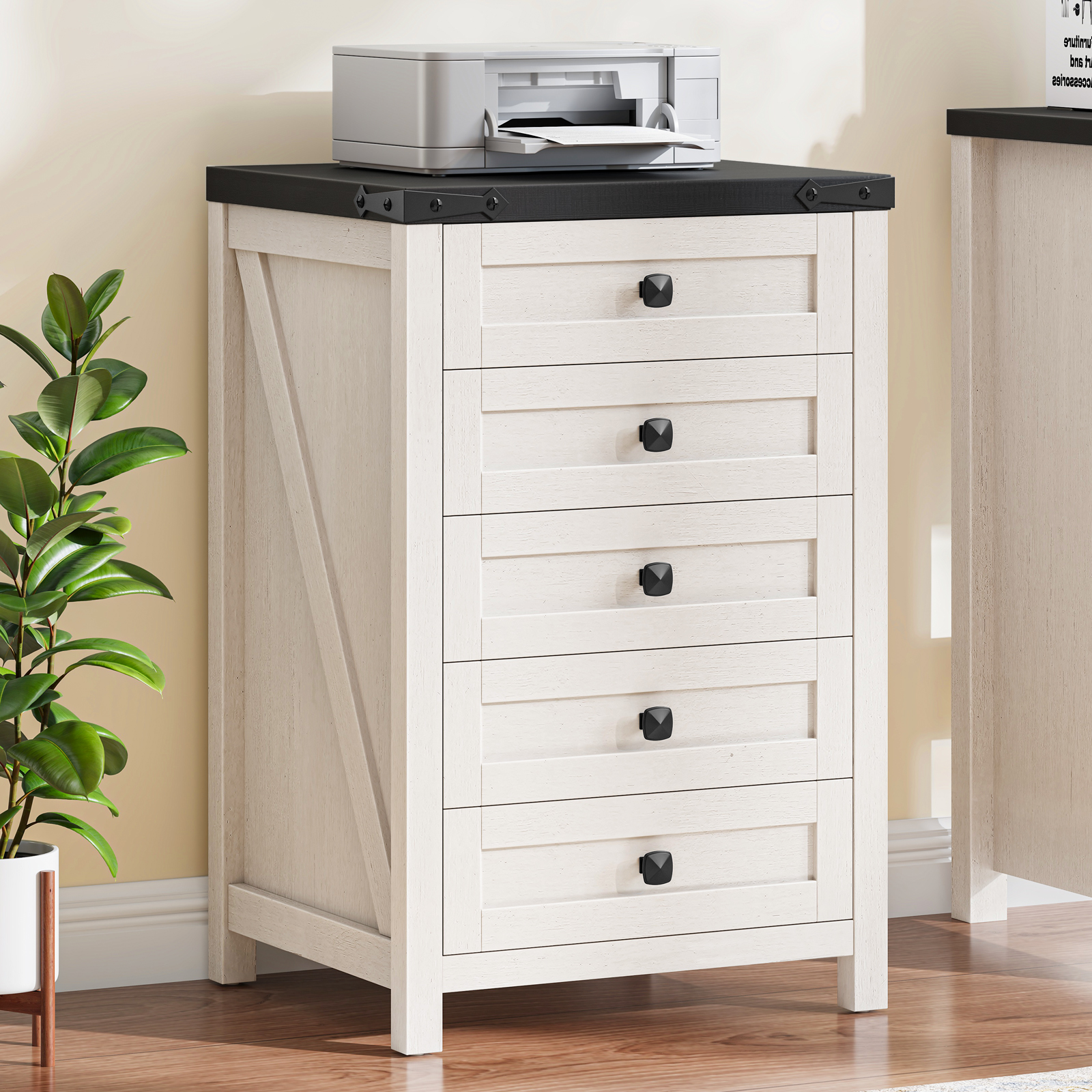Halitaa 5 Drawer Storage Cabinet, Office Storage Cabinet with 5 Drawers, Small Farmhouse Printer Stand for Home Office