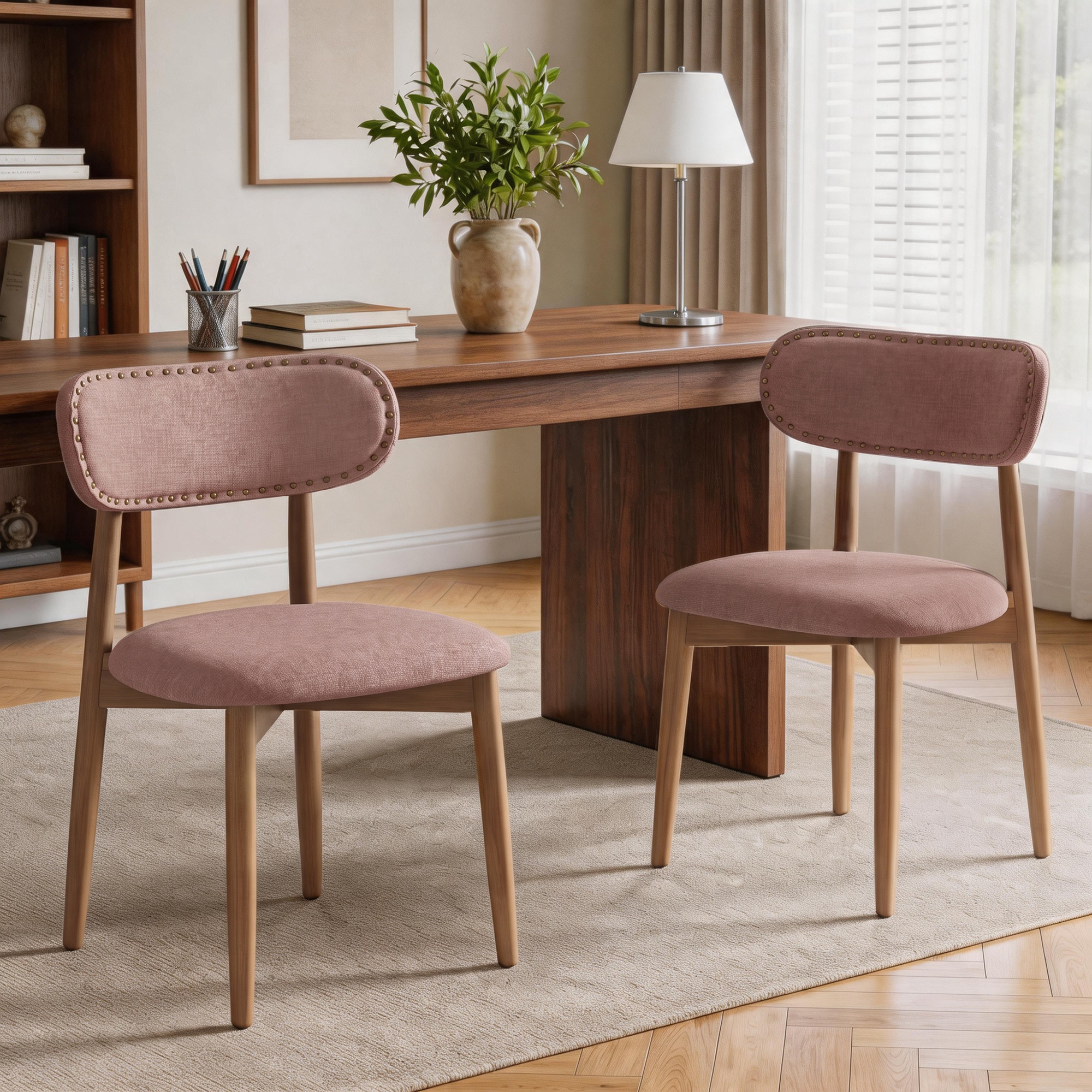 VEANERWOOD Dining Chairs Set of 2, Velvet Fabric Upholstered Kitchen Chairs