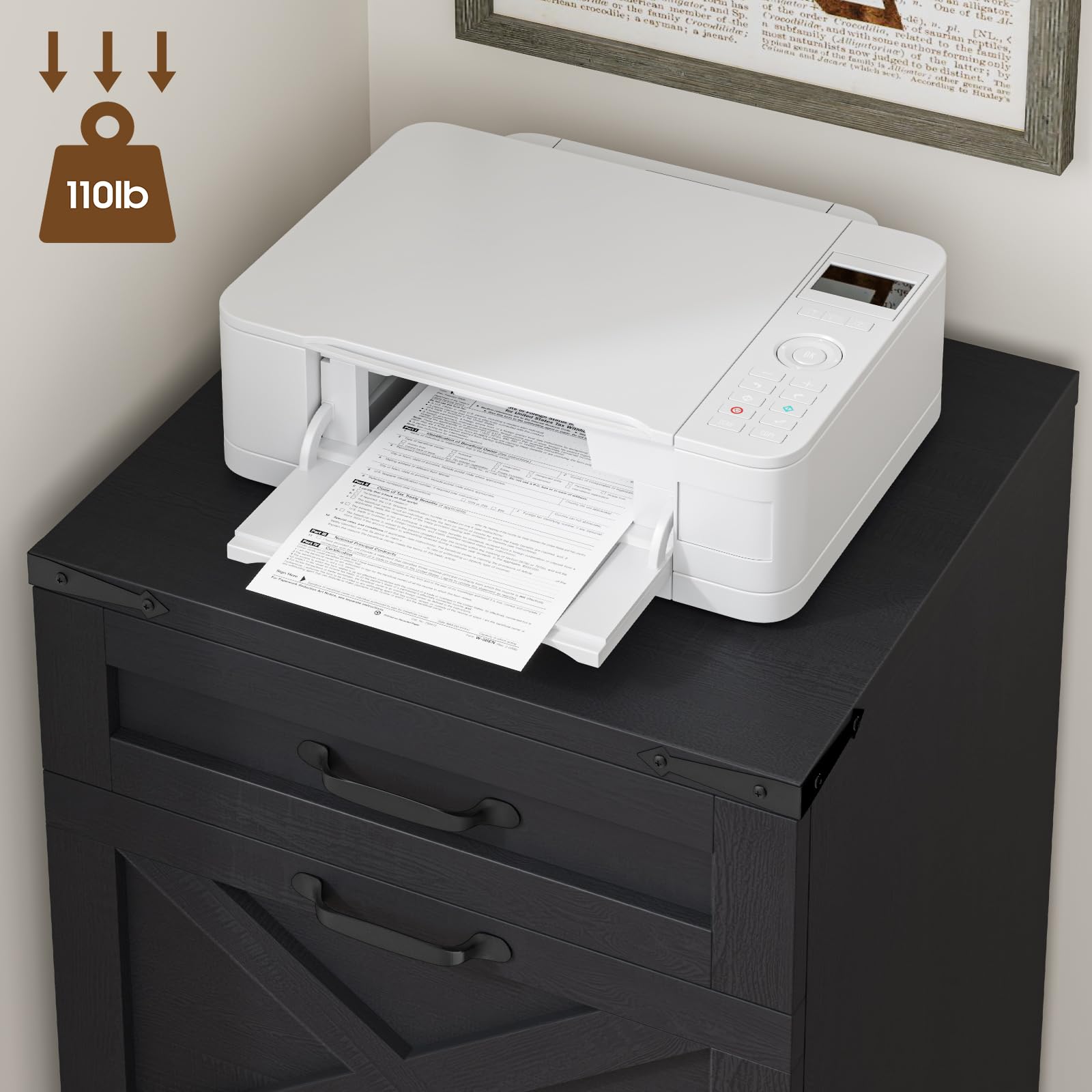 Halitaa Farmhouse File Cabinet with 3 Drawers for Home Office, Black