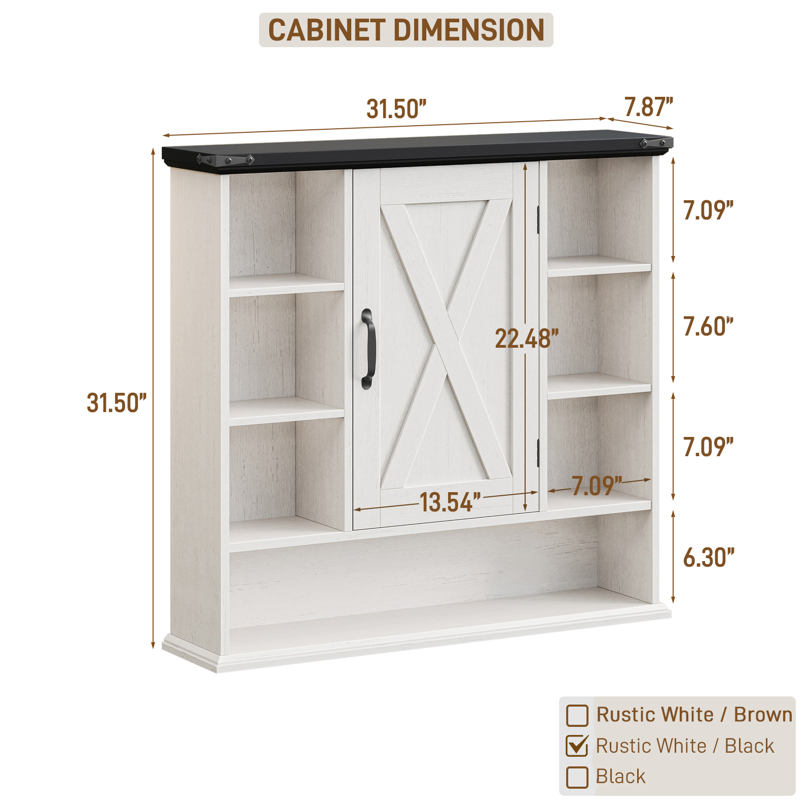 Halitaa Bathroom Wall Cabinet, Farmhouse Medicine Cabinet with Adjustable Shelves and Barn Doors, Large Wall Mounted Over the Toilet Storage Cabinet for Bathroom, Laundry Room, Kitchen