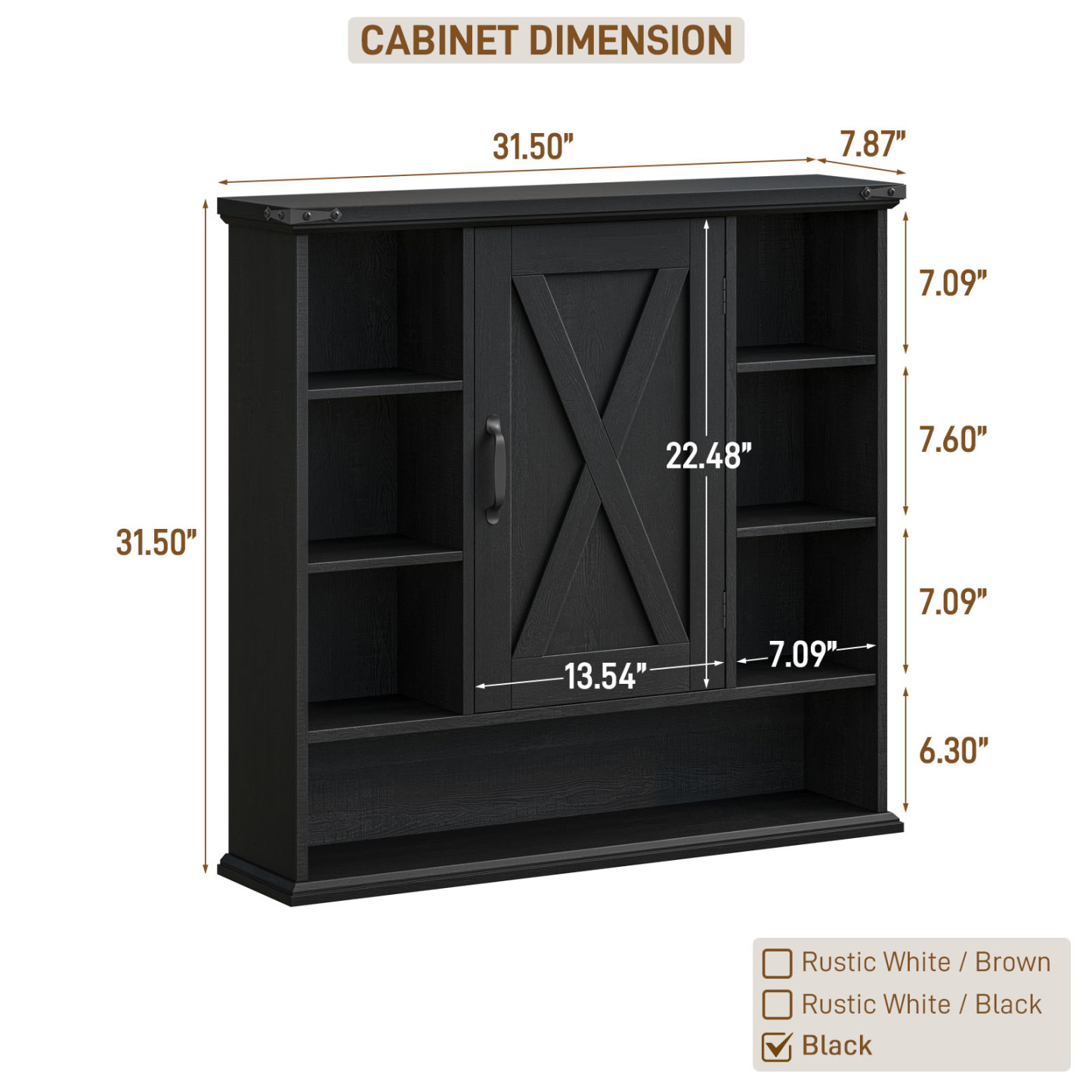 Halitaa Bathroom Wall Cabinet, Farmhouse Medicine Cabinet with Adjustable Shelves and Barn Doors, Large Wall Mounted Over the Toilet Storage Cabinet for Bathroom, Laundry Room, Kitchen