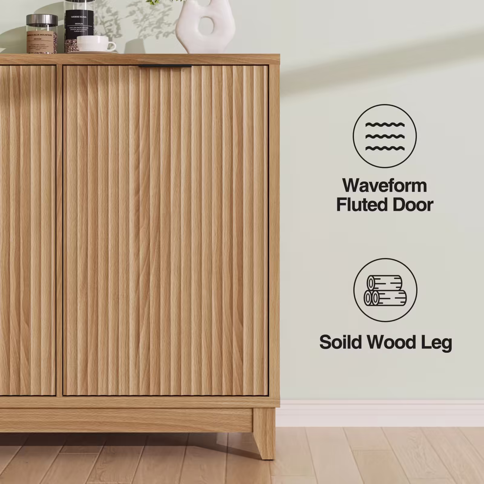 Conate 13 Gallon Double Tilt Out Trash Can Cabinet - Farmhouse Wood Kitchen Trash Cabinet with Odor Control, Hidden 2-Bin Garbage Storage Cabinet with Drawer & Charging Station,Natural