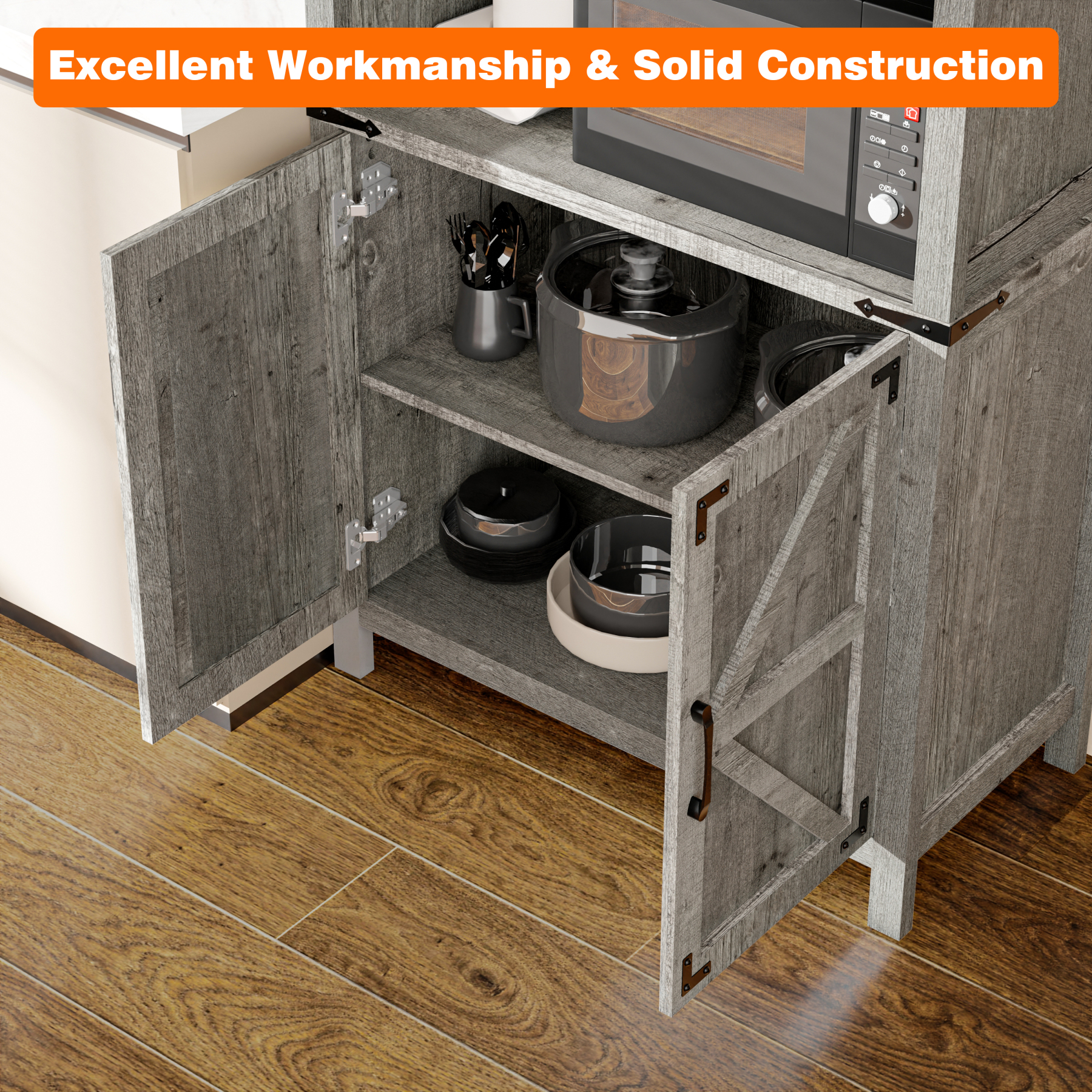 Vabches 69" H 6-Tier Farmhouse Storage Cabinet, perfect for Living Room, Lounge, Kitchen