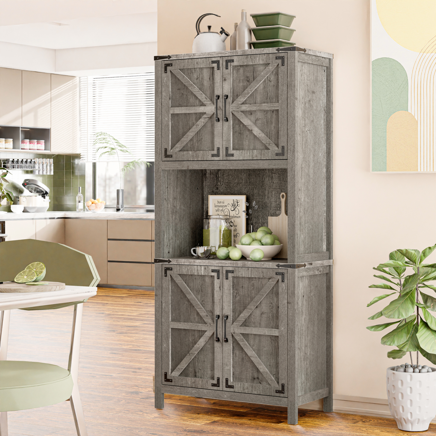 Vabches 69" H 6-Tier Farmhouse Storage Cabinet, perfect for Living Roo