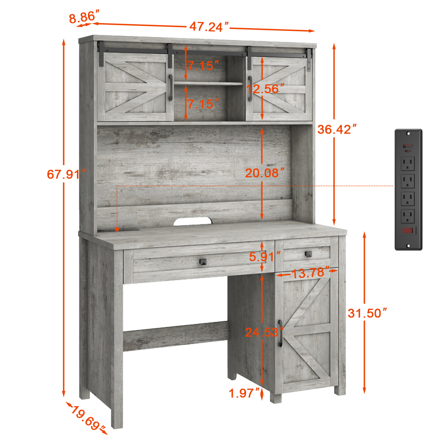 Farmhouse 47" Executive Desk, Computer Desk with Drawers and Storage Cabinet, is versatile and suitable for a variety of people