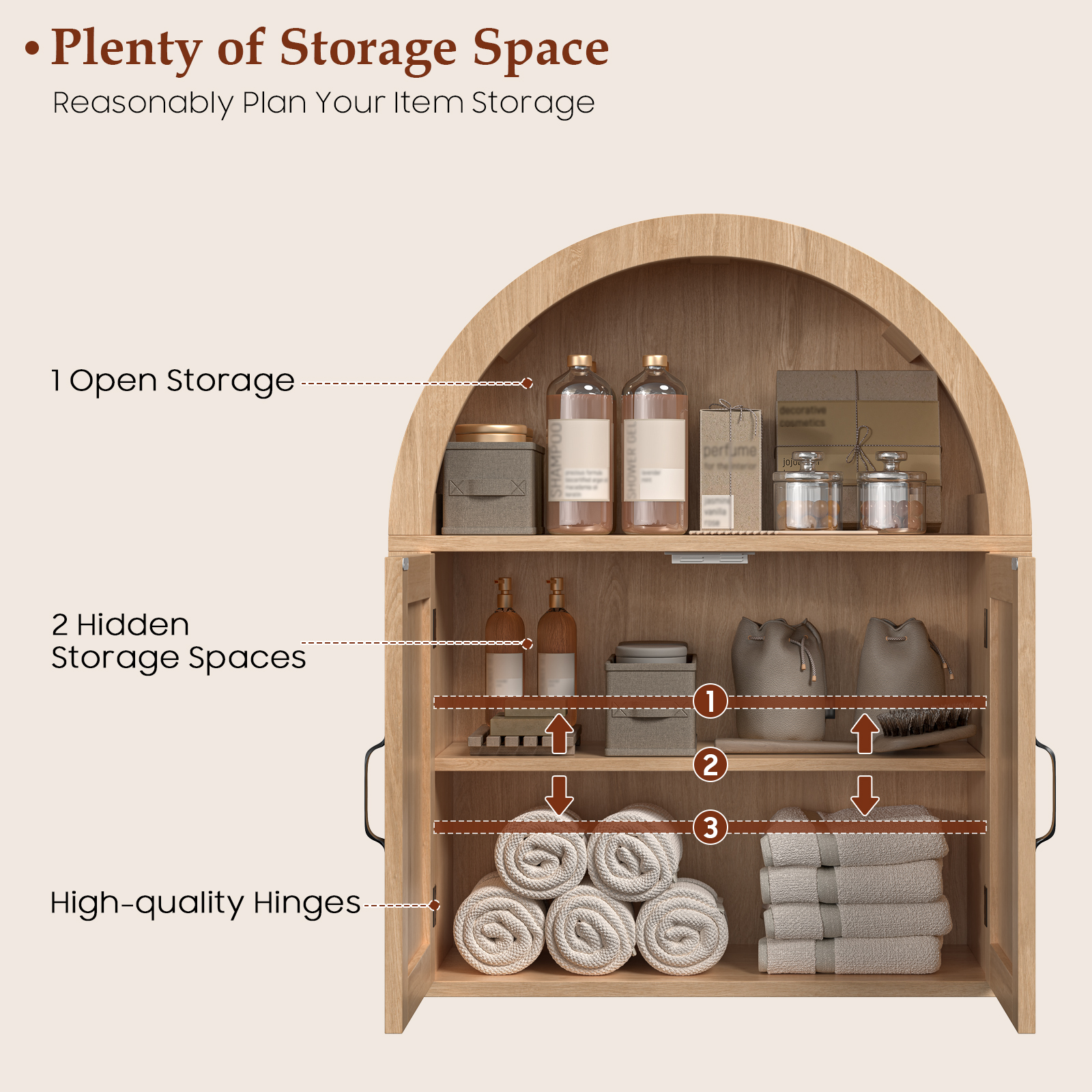 Arched Bathroom Wall Cabinet, Farmhouse Medicine Cabinet with Barn Door and with Adjustable Shelf, 23.6 x 28.7'' Wooden Storage Cabinet Wall Mounted for Bathroom Laundry Room Kitchen