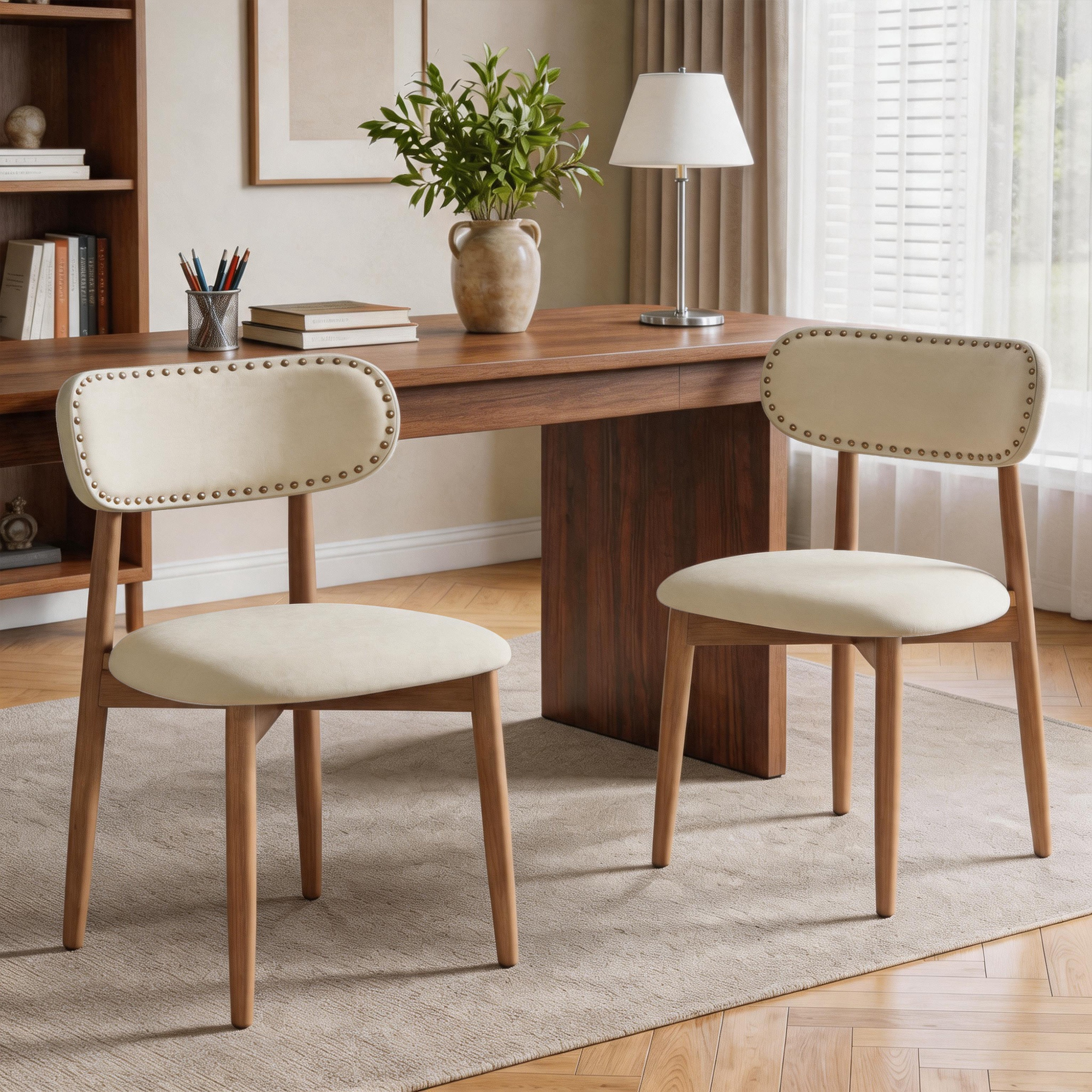 VEANERWOOD Dining Chairs Set of 2, Velvet Fabric Upholstered Kitchen Chairs