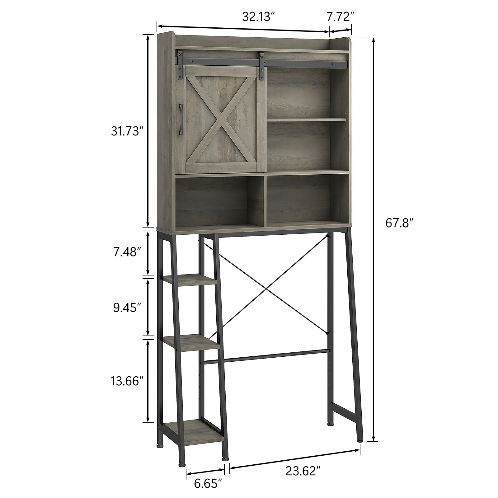 Vabches Over The Toilet Storage Cabinet with Sliding Door and Integrated Toilet Paper Holder, Ideal for Bathrooms, Restrooms, and Laundry Rooms.