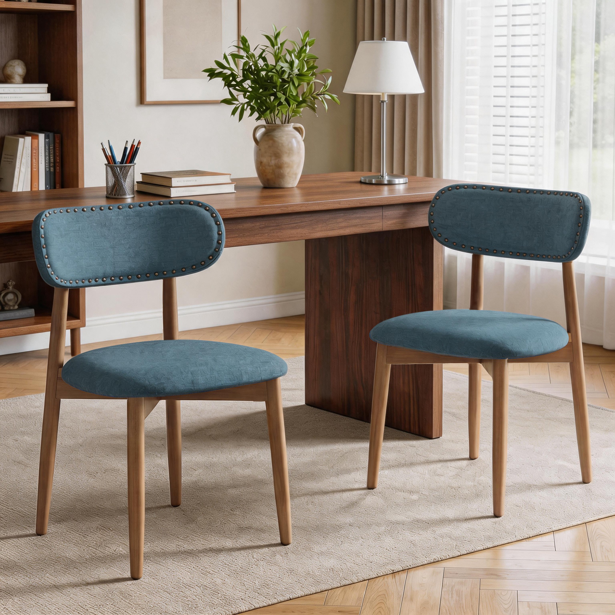 VEANERWOOD Dining Chairs Set of 2, Velvet Fabric Upholstered Kitchen Chairs