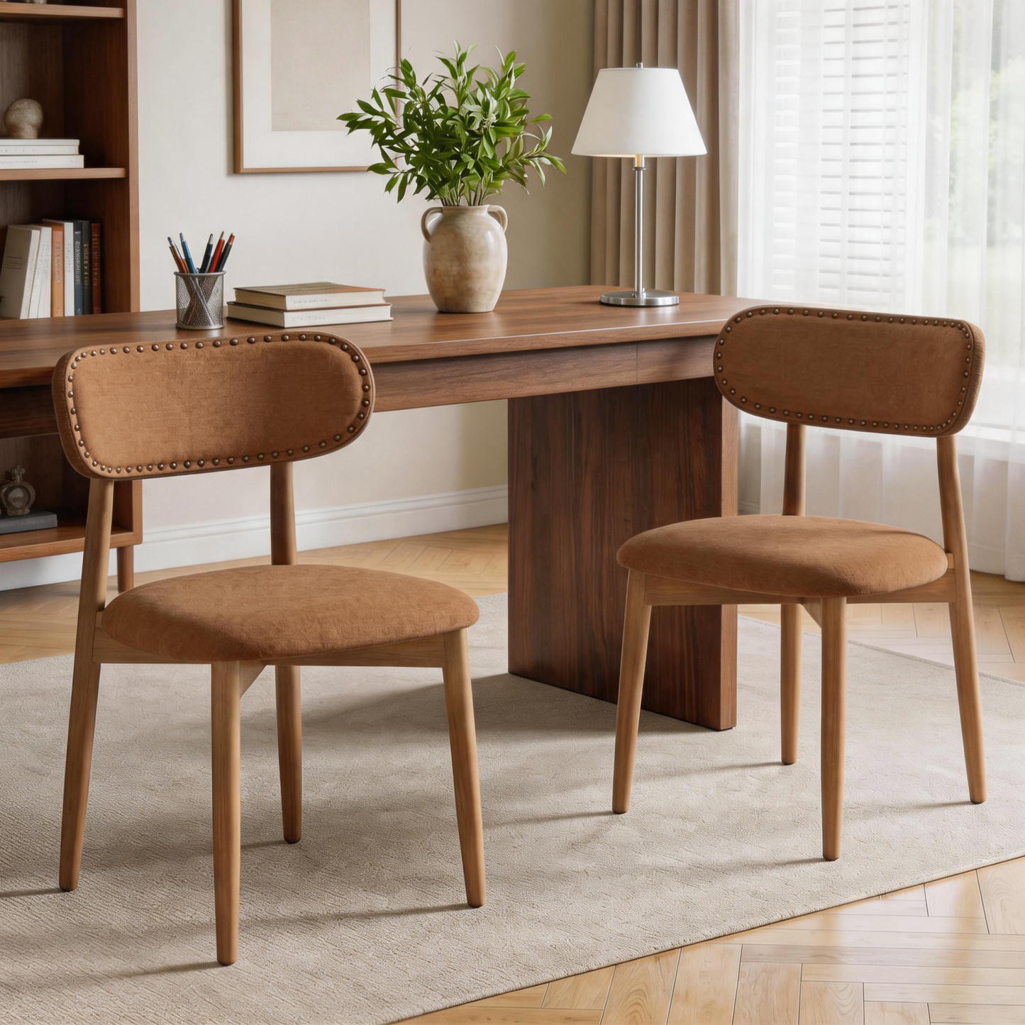 VEANERWOOD Dining Chairs Set of 2, Velvet Fabric Upholstered Kitchen Chairs