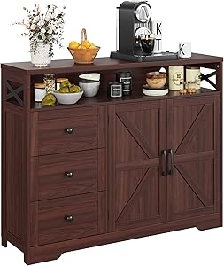 Veanerwood Storage Space Farmhouse Sideboard, Wood Antique White, 2 Shelves