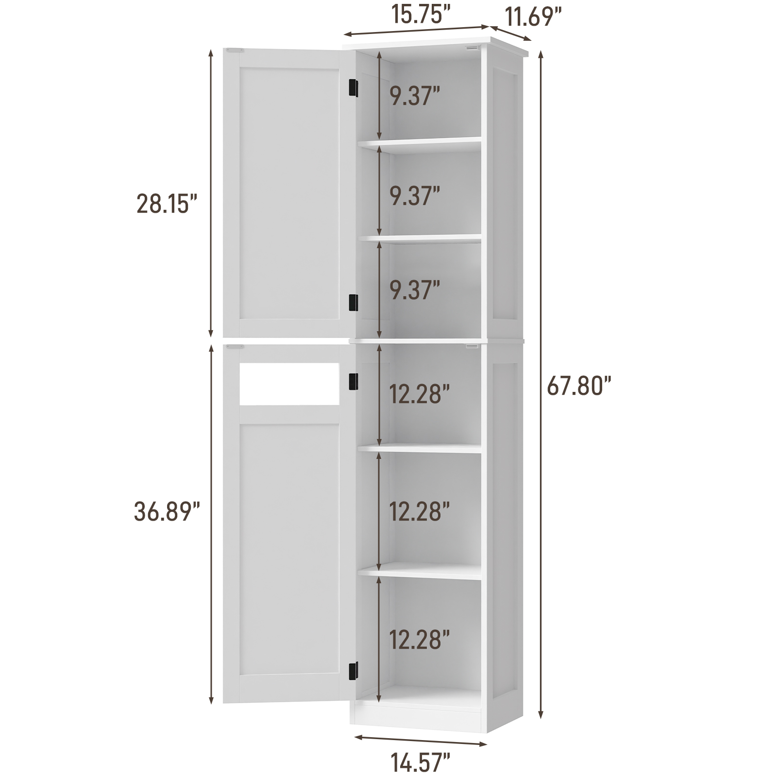 Halitaa Tall Narrow Bathroom Storage Cabinet, Slim Bathroom Cabinet with Adjustable Shelves and 2 Doors, Farmhouse Freestanding Floor Storage for Small Spaces, Bathroom, Kitchen, Living Room, White
