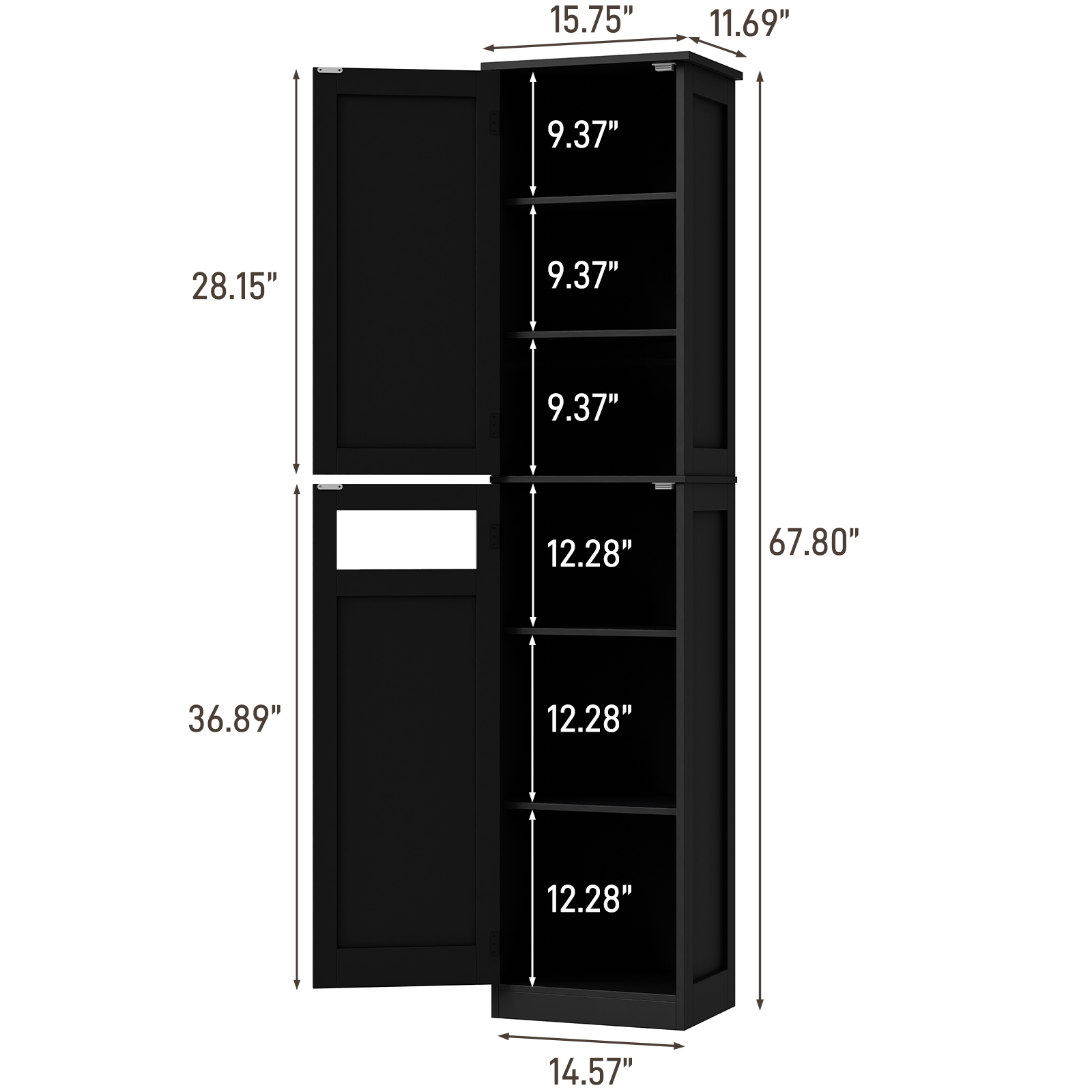 Halitaa Tall Narrow Bathroom Storage Cabinet, Slim Bathroom Cabinet with Adjustable Shelves and 2 Doors, Farmhouse Freestanding Floor Storage for Small Spaces, Bathroom, Kitchen, Living Room, White
