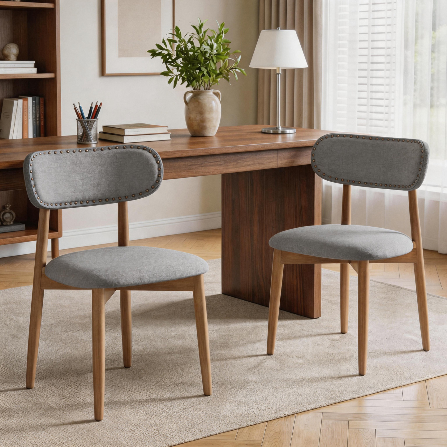 VEANERWOOD Dining Chairs Set of 2, Velvet Fabric Upholstered Kitchen Chairs