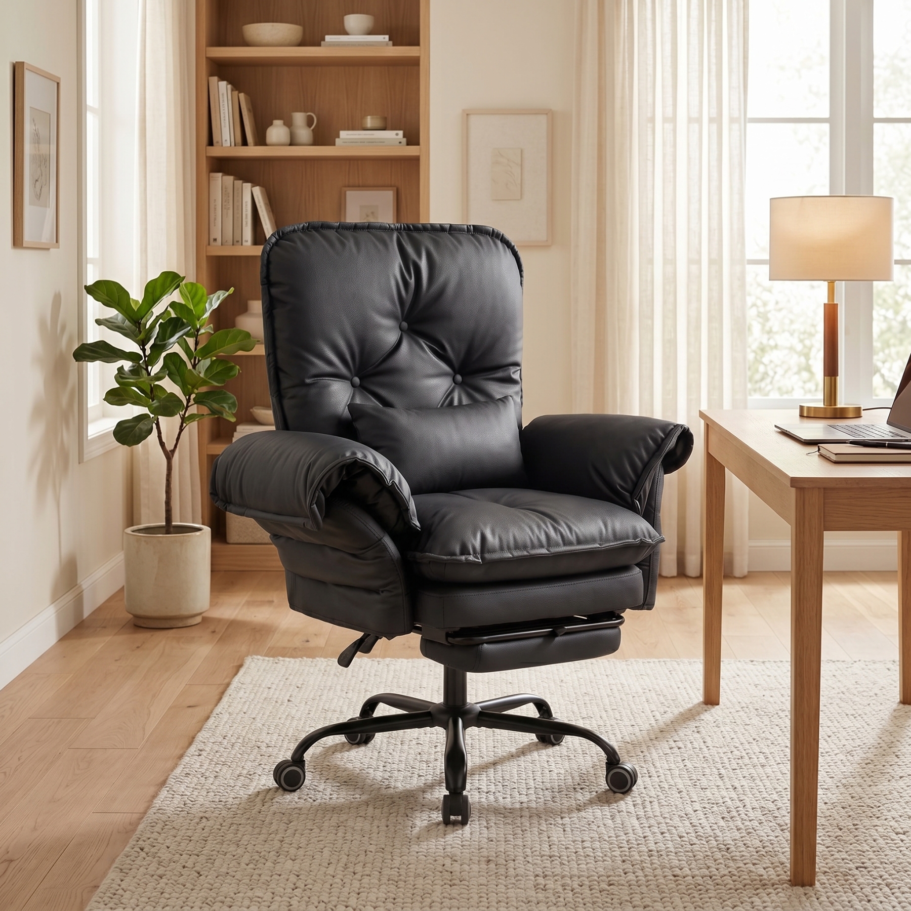 FiveWillowise Criss Cross Office Chair with Flip-Up Arms & Footrest, Reclining Wide Seat, Pocket Spring Cushion, 400 lb Capacity