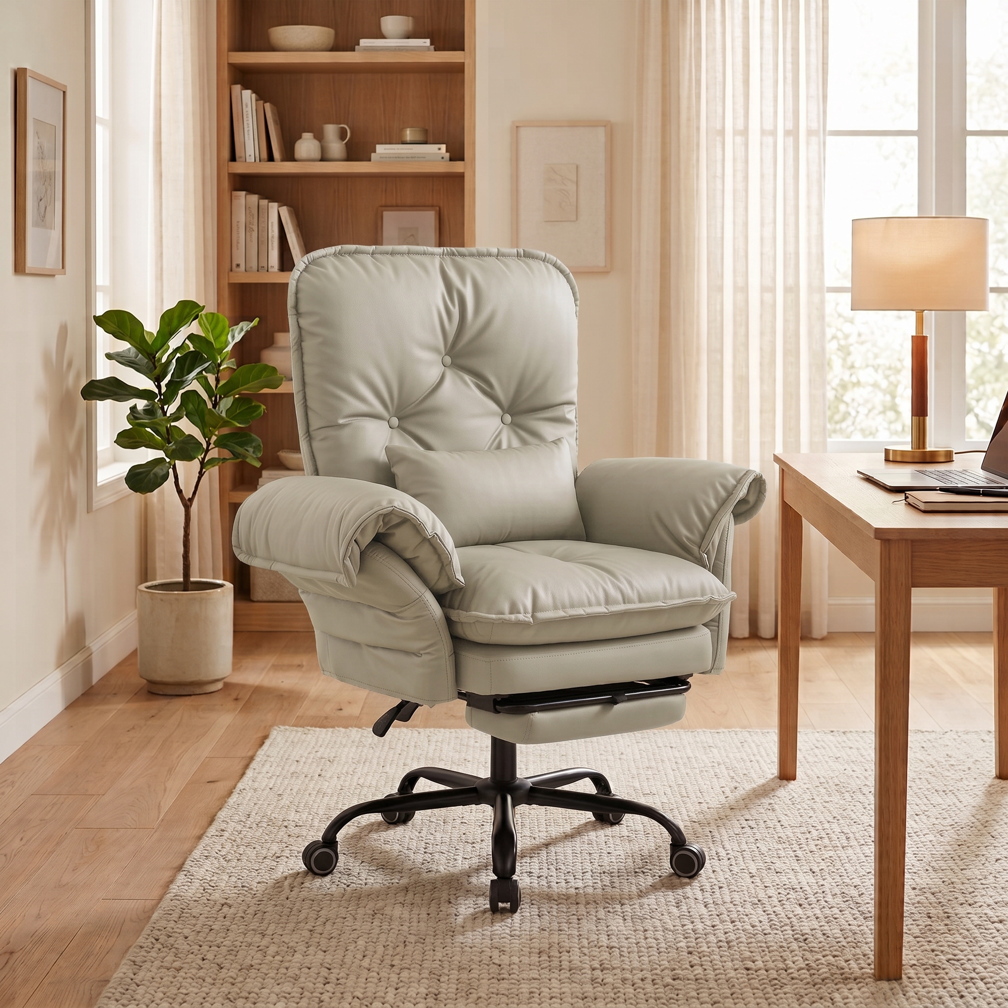 FiveWillowise Criss Cross Office Chair with Flip-Up Arms & Footrest, Reclining Wide Seat, Pocket Spring Cushion, 400 lb Capacity