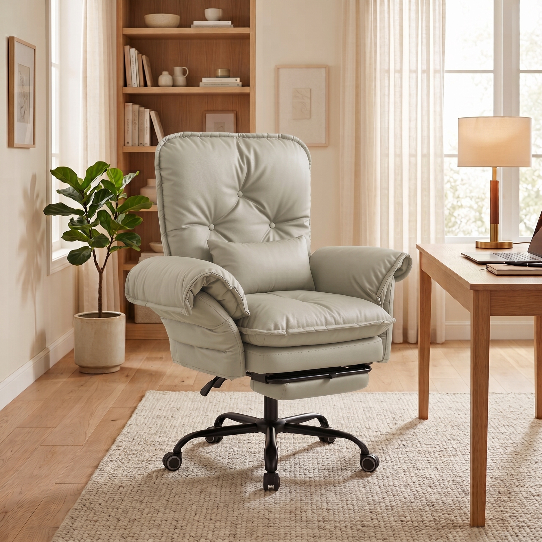 FiveWillowise Criss Cross Office Chair with Flip-Up Arms & Footrest, Reclining Wide Seat, Pocket Spring Cushion, 400 lb Capacity