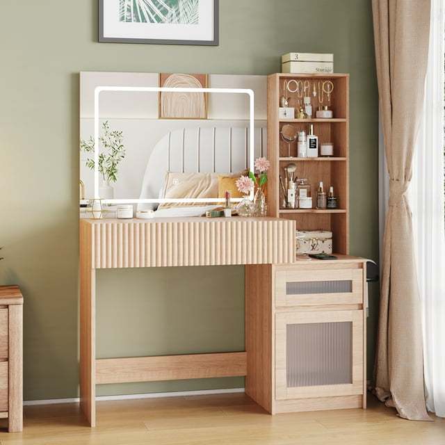 VEANERWOOD End Tables for Living Room with Charging Station & LED Ligh