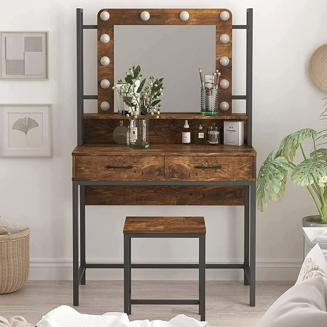 VEANERWOOD Modern Vanity Set with Adjustable Lights, Makeup Table with