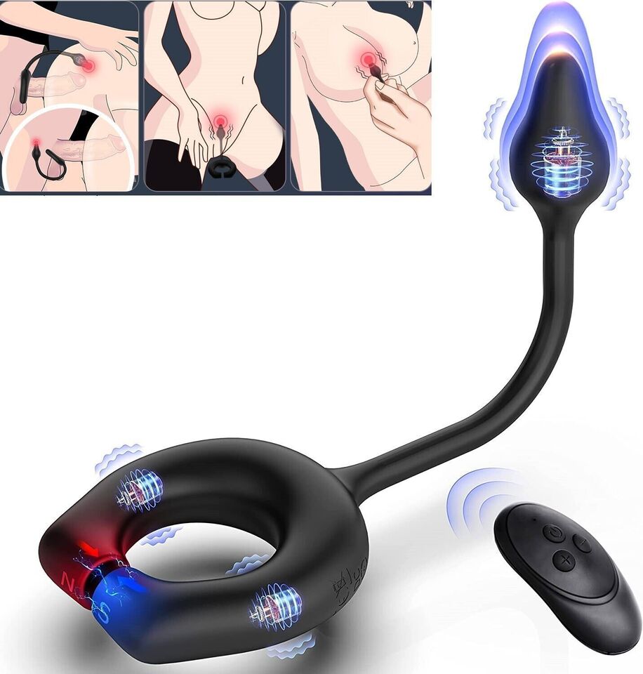 3 in 1 Cock Ring Anal Vibrator Butt Plug Massager