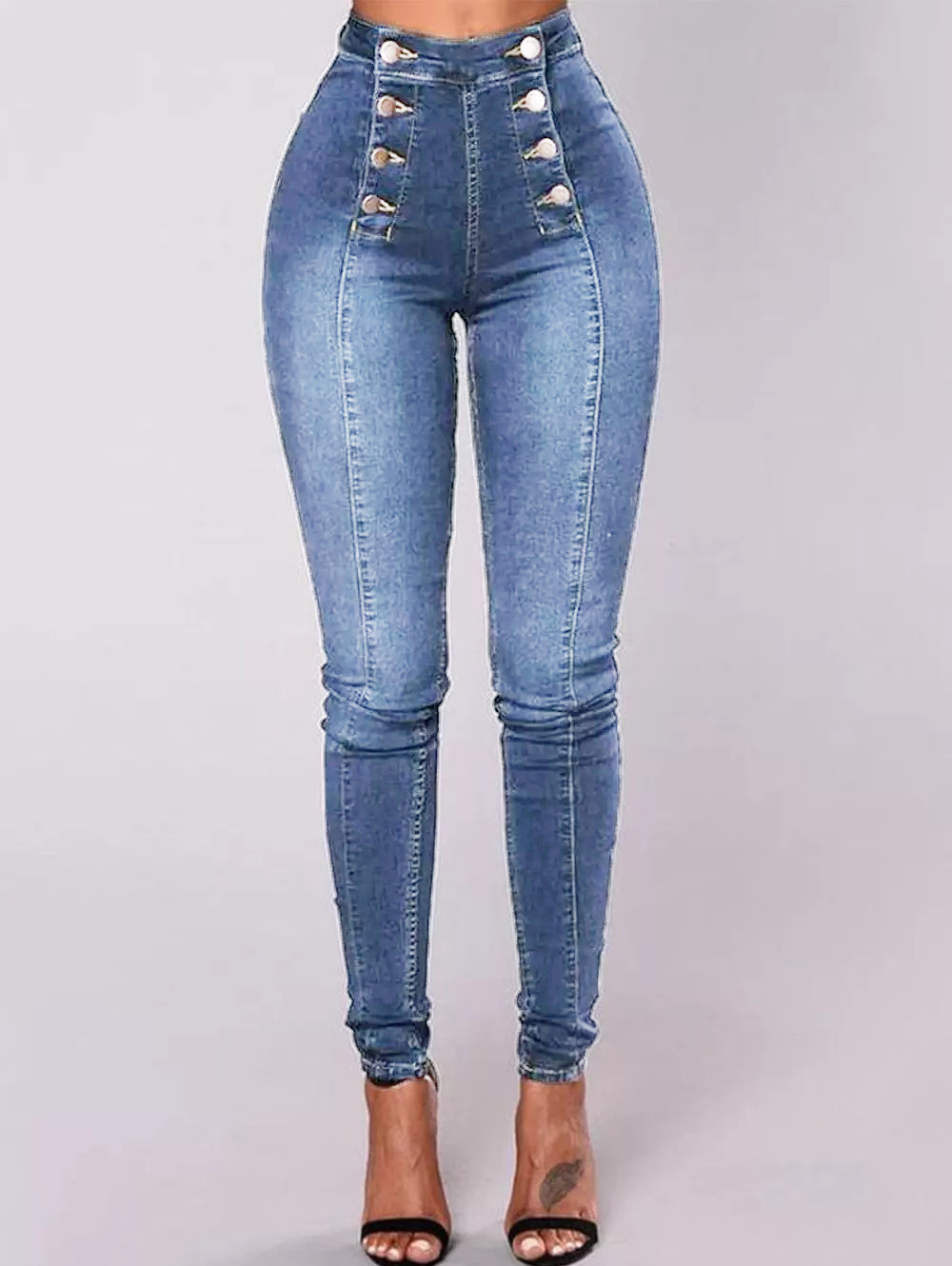 🔥🔥🔥🔥2023 Double Buttoned With High Waist Skinny Jeans