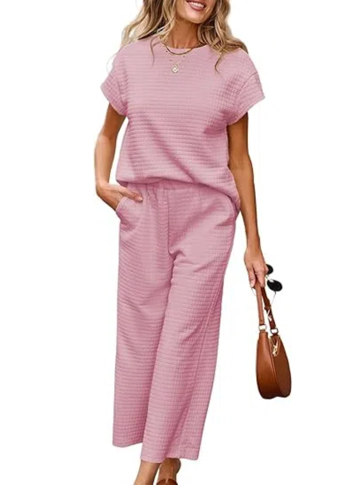 ✨Women's Casual Textured Tops and Wide Leg Pants Lounge Sets (Buy 2 Free Shipping)