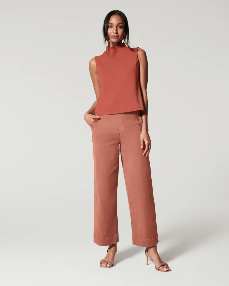 Stretch Twill Cropped Wide Leg Pant（Buy 2 Free Shipping）