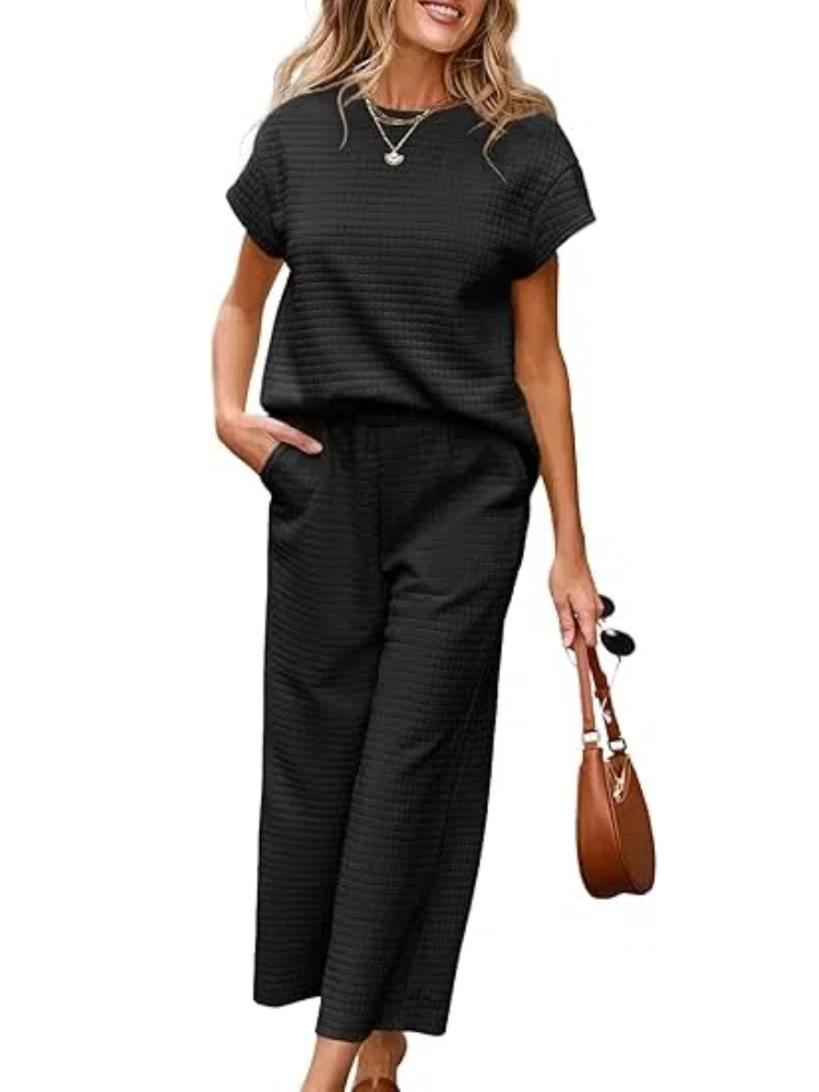 ✨Women's Casual Textured Tops and Wide Leg Pants Lounge Sets (Buy 2 Free Shipping)