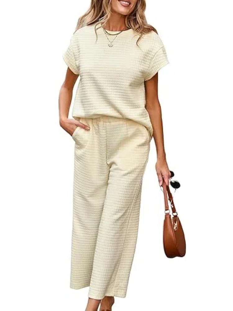 ✨Women's Casual Textured Tops and Wide Leg Pants Lounge Sets (Buy 2 Free Shipping)