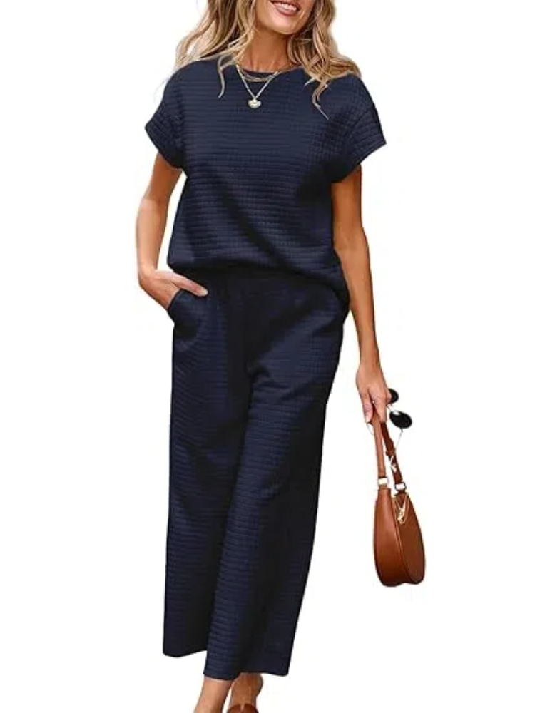 ✨Women's Casual Textured Tops and Wide Leg Pants Lounge Sets (Buy 2 Free Shipping)