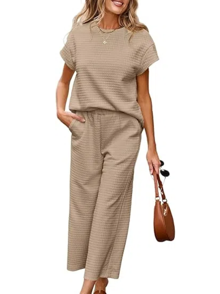 ✨Women's Casual Textured Tops and Wide Leg Pants Lounge Sets (Buy 2 Free Shipping)