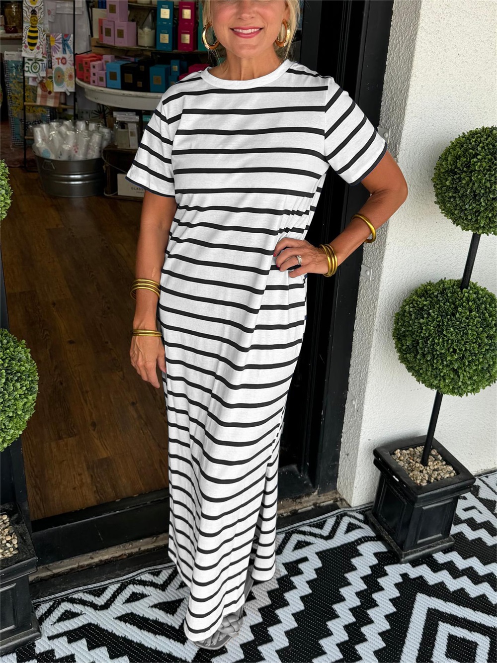 Summer Women's Striped T-Shirt Dress