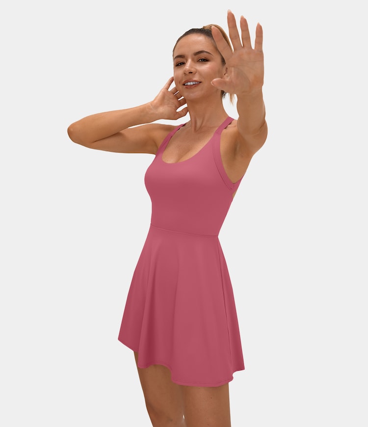 Backless Cut Out Twisted Side Pocket 2-in-1 Barre Ballet Dance Dress